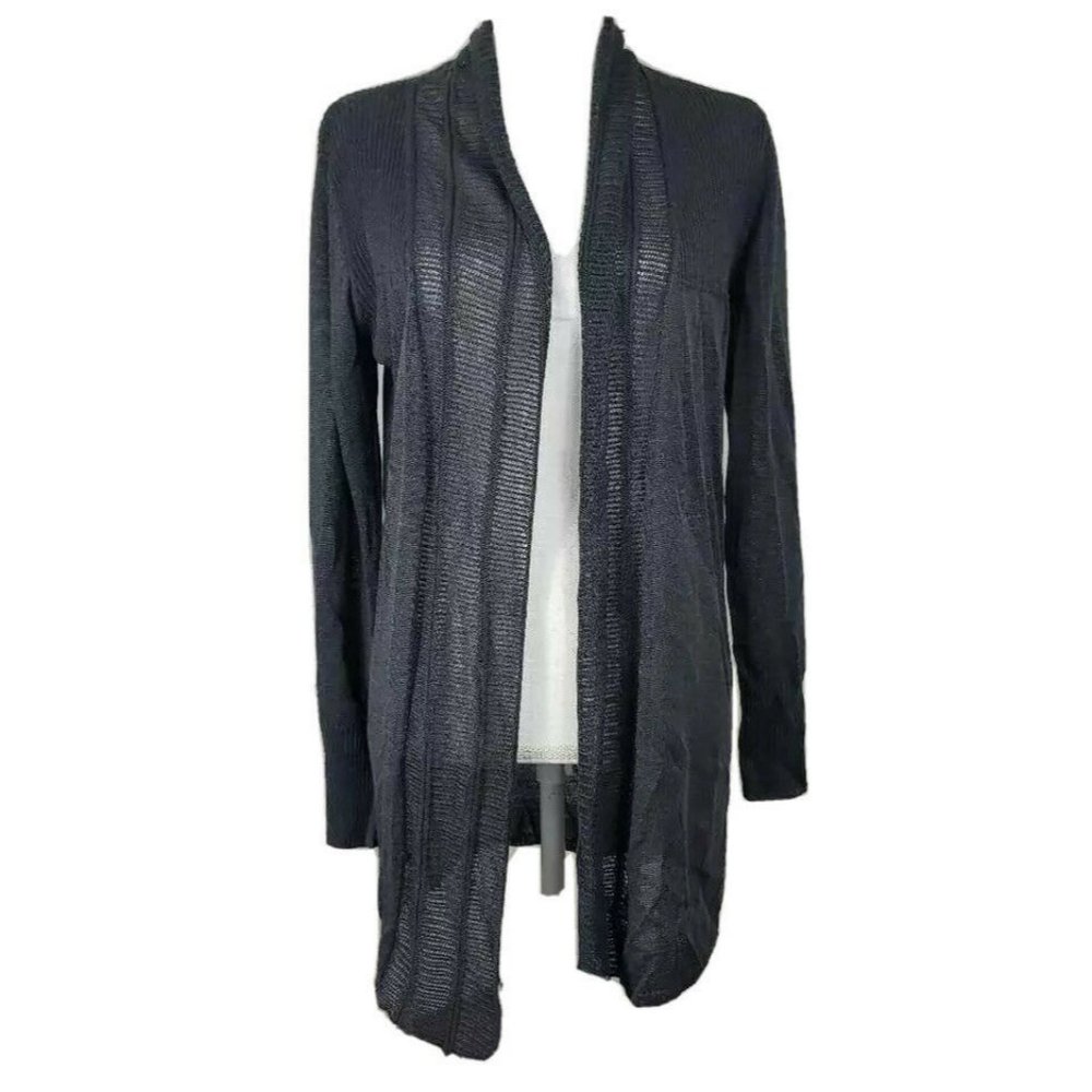 Miilla Cardigan Sweater Gray Linen Viscose Sheer Sz Small